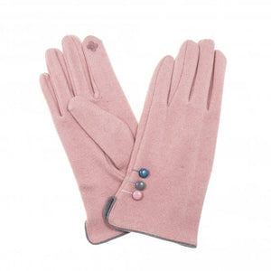 Soft Pink Button Gloves