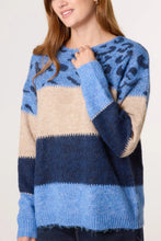 Load image into Gallery viewer, Blue Animal Colour Block Knit Jumper

