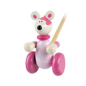 Orange Tree Wooden Pink Mouse Boxed Push Along