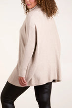 Load image into Gallery viewer, Roll Neck Pockets Ribbed Detail Jumper Stone
