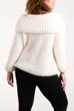 Load image into Gallery viewer, Cream Fluffy Knit Off Shoulders Jumper
