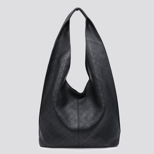 Soft Hollowed Out Bag With Small Inside Bag Black