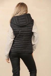 Black Puffa Detachable Hooded Waist Coat