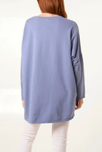 Load image into Gallery viewer, Sequins Lace Bow Cotton Sweatshirt Denim
