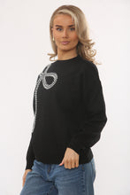 Load image into Gallery viewer, Embellished Bow Jumper Black
