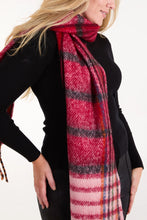 Load image into Gallery viewer, Checked Fluffy Tassel Scarf
