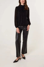 Load image into Gallery viewer, Black Diamante Shoulder Pad Puffball Top

