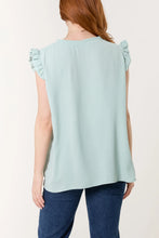 Load image into Gallery viewer, Necklace Frill Sleeve Top Sage
