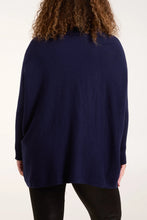 Load image into Gallery viewer, Roll Neck Pockets Ribbed Detail Jumper Navy
