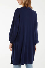 Load image into Gallery viewer, Two Pocket Longline Fine Knit Cardigan Navy
