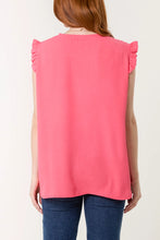Load image into Gallery viewer, Necklace Frill Sleeve Top Coral
