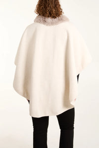 Ivory Fur Trim Wrap Cape