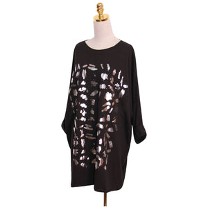 Black Ladies Loose Fit Foil T-Shirt