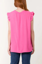Load image into Gallery viewer, Necklace Frill Sleeve Top Hot Pink
