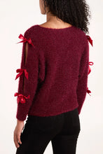 Load image into Gallery viewer, Wine Bow Sleeve Fluffy Knit Jumper
