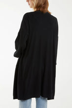 Load image into Gallery viewer, Two Pocket Longline Fine Knit Cardigan Black
