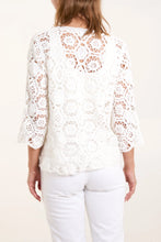 Load image into Gallery viewer, Tie Front Multi Crochet Cardigan White

