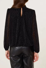 Load image into Gallery viewer, Black Diamante Shoulder Pad Puffball Top
