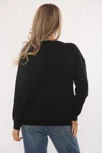 Embellished Bow Jumper Black
