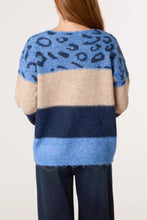Load image into Gallery viewer, Blue Animal Colour Block Knit Jumper
