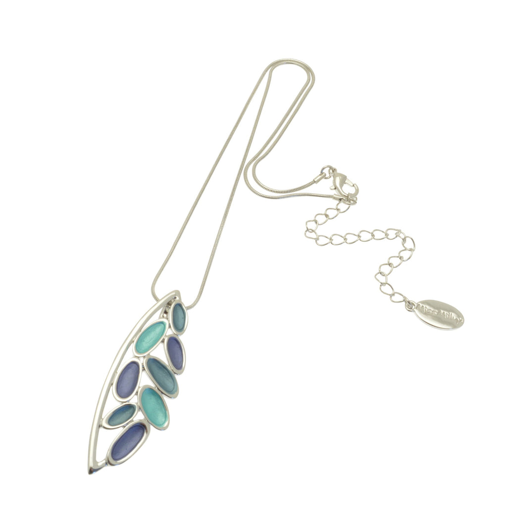 Miss Milly Blue and Silver Drop Leaf Pendant