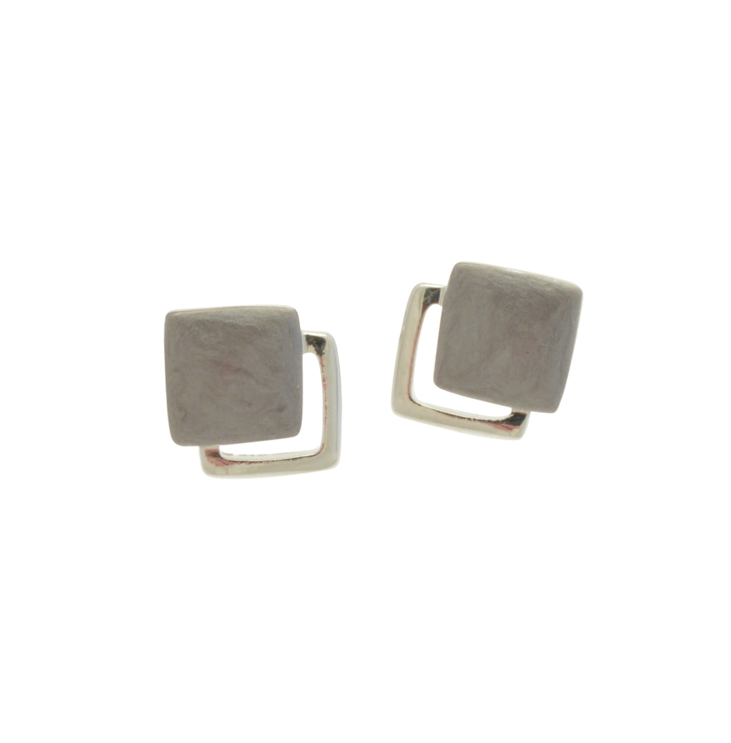 Miss Milly Grey Square Earrings