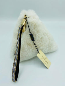 Jayley Faux Fur Pyramid Bag Cream