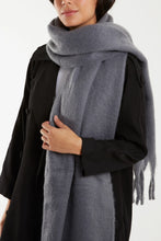 Load image into Gallery viewer, Grey Plain Tassel Fluffy Scarf
