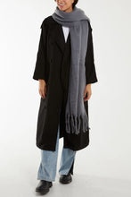 Load image into Gallery viewer, Grey Plain Tassel Fluffy Scarf
