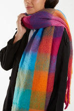 Load image into Gallery viewer, Coloured Checked Tartan Tassel Fluffy Scarf
