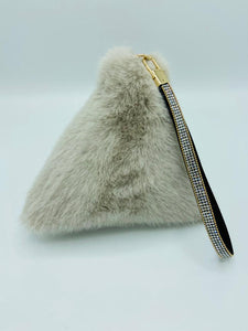 Jayley Faux Fur Pyramid Bag Beige