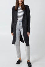 Load image into Gallery viewer, Black Chunky Cable Longline Cardigan With Pockets
