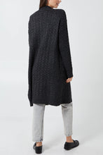 Load image into Gallery viewer, Black Chunky Cable Longline Cardigan With Pockets
