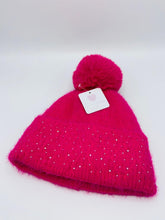 Load image into Gallery viewer, Pom Pom Hat Diamond Detail Fuschia
