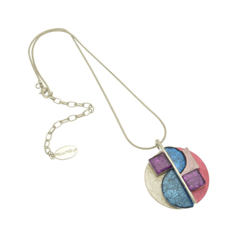 Miss Milly Blue, Pink and Purple Disc Pendant