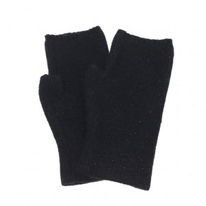 Black Fingerless Gloves With Silver Shimmer