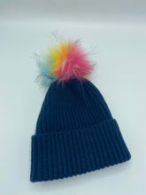 Load image into Gallery viewer, Navy Hat With Detachable Pom Pom
