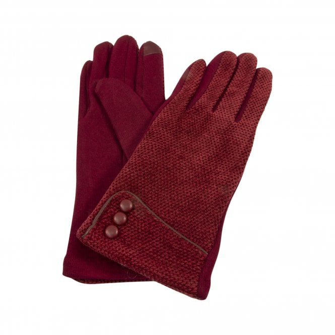 Burgundy Button Gloves