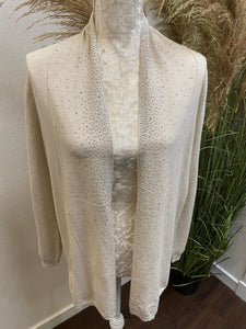 Diamante Fine Knit Cardigan Cream