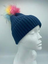 Load image into Gallery viewer, Navy Hat With Detachable Pom Pom
