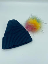 Load image into Gallery viewer, Navy Hat With Detachable Pom Pom
