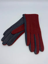 Load image into Gallery viewer, Medium Burgundy &amp; Grey Two Tone Gloves
