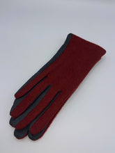 Load image into Gallery viewer, Medium Burgundy &amp; Grey Two Tone Gloves
