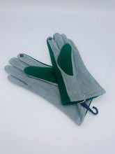 Load image into Gallery viewer, Medium Forest Green &amp; Grey Two Tone Gloves
