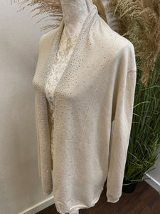 Diamante Fine Knit Cardigan Cream