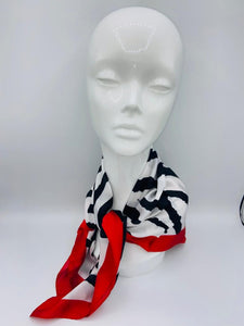 Square Neck Scarf Red Edge Zebra