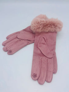 Medium Pink Faux Fur Gloves