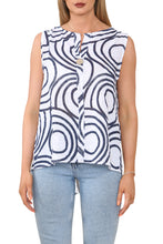 Load image into Gallery viewer, Ladies Abstract Print Grandad Collar Sleeveless Top
