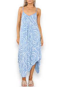 Ladies Tie Dye Swirl Print Strappy Dress