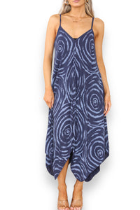 Ladies Tie Dye Swirl Print Strappy Dress